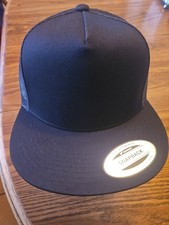 Yupoong Black Trucker Snapback Hat Cap