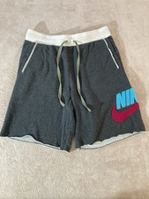 Nike Men Activewear Shorts Small Gray Sweat Logo Swoosh Drawstring