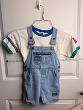 Vintage McKids McDonald s Fish Blue Denim Bib Overalls 3T Shirt 4T Set
