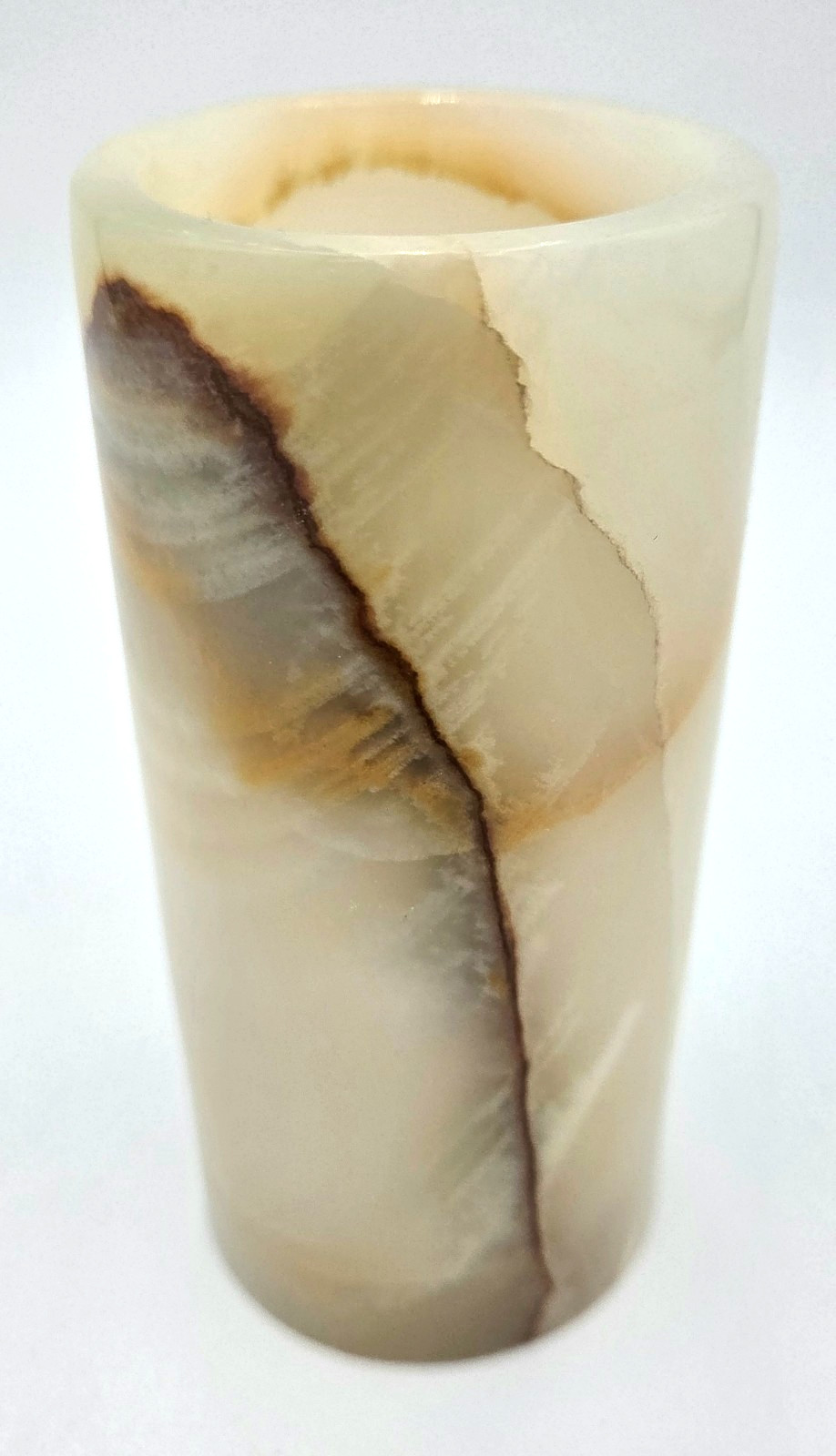 5" Cylinder Cream Amber Vein Polished Vase Pencils