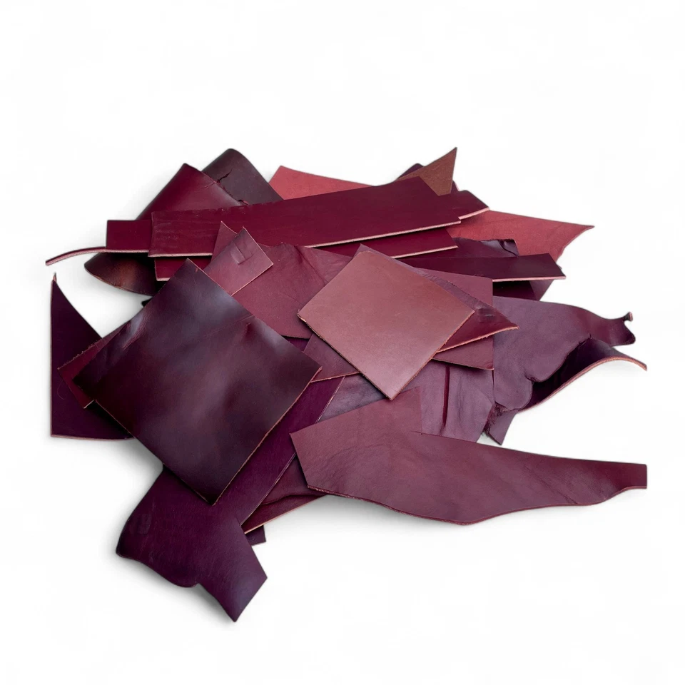 Restos de cuero de brida borgoña bronceada vegetal de 2 libras, grano completo, Wickett y Craig  Foto 3 de 3