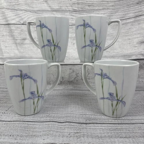 Set Of 4 Corelle Shadow Iris Porcelain Coordinates Coffee Tea Mugs USA Corning