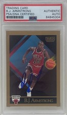 BJ ARMSTRONG Signed 1990 SKYBOX Chicago BULLS NBA Rookie CARD #37 B.J. PSA/DNA