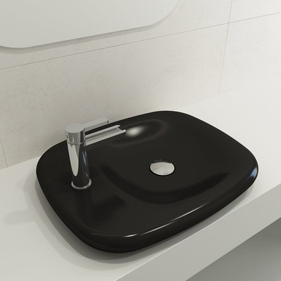 Fenice Vessel Fireclay 21.75 in. 1-Hole in Matte Black