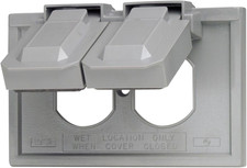 Weatherproof Cover, 1-Gang for Duplex Receptacles, Gray, Plastic Enclosure, Hori