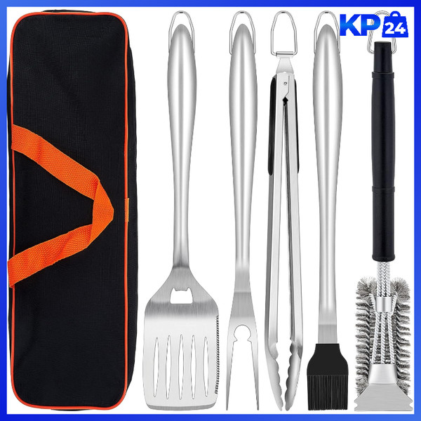 Grillbesteck Set 6-Teilig Edelstahl Mit Tragetasche Grillwerkzeug FüR MäNner-image