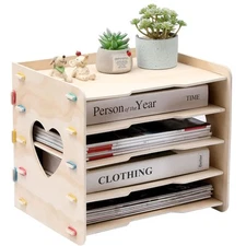 5 Tier Office Paper Organizer Cute Desk File Desktop for School Home Magazine