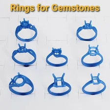 8 Assorted Gemstone Rings. Wax Jewelry Patterns For Lost Wax Casting 25-118