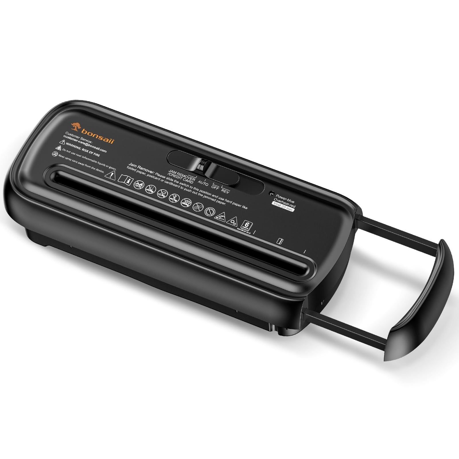 Bonsaii Paper Shredder for Home Use, 6 Sheet Strip Cut 6 (Bl