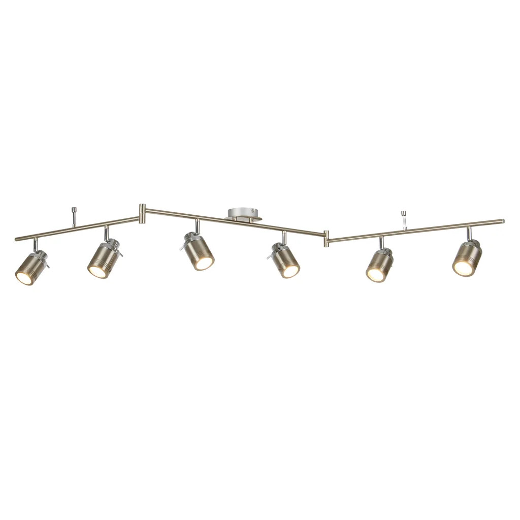 Bathroom Light Silver Samson 6 Spot Bar IP44 Satin Searchlight 6606SS
