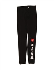NIKE Womens Graphic Leggings UK 4 XS Black Cotton BF02