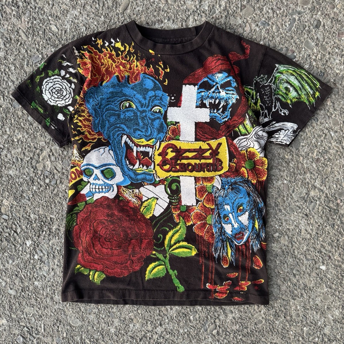 Vintage 90s Ozzy Osbourne Tattoo Shirt AOP Medium Metal Rock