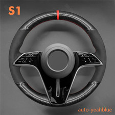 Carbon Alcantera Steering Wheel Cover Wrap for MERCEDES BENZ EQS GLE 2020-2025