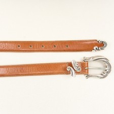 Coldwater Creek Brown Leather Braided Gold-Tone Metal Accented Wide Belt Braided Loop Adjustable Belt - Coldwater Creek main image 4