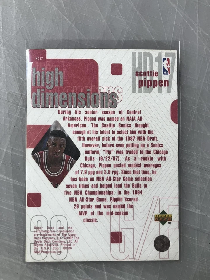 1997-98 Upper Deck #HD17 Scottie Pippen High Dimensions #/2000 - Image 2 of 2