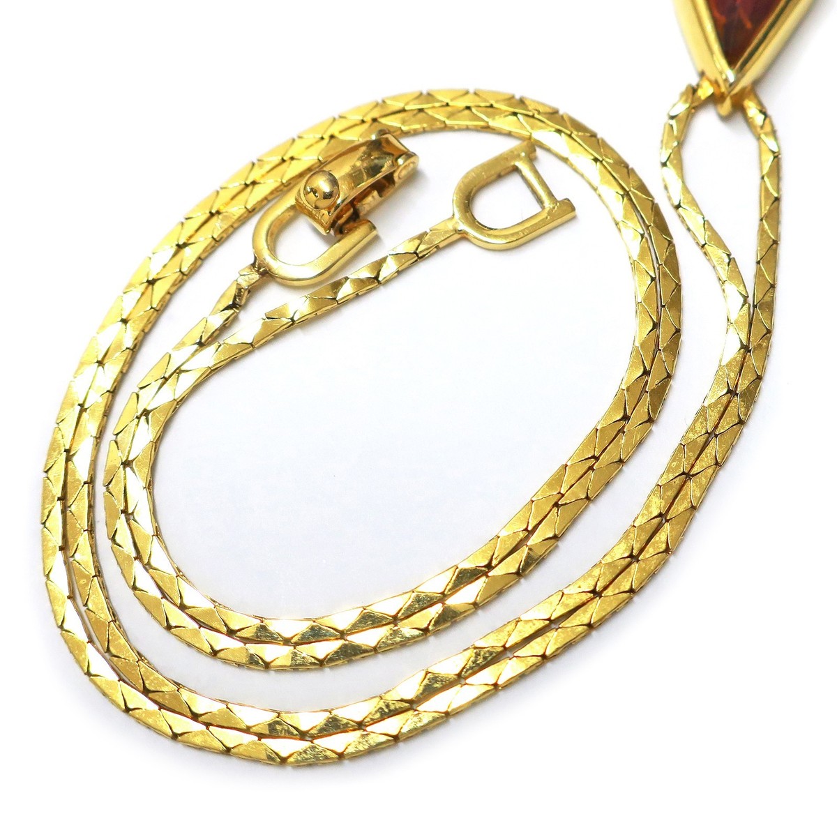 Christian Dior Gold Plated Teardrop Purple Stone Necklace Pendant