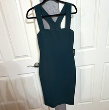 Express Green Solid Knit Bodycon Dress Square Neck Strappy Sleeveless Stretch M