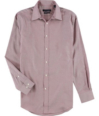 Tommy Hilfiger Mens Athletic Fit Button Down Dress Shirt, red, 15 Neck