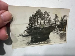 TURNIP ROCK 1954 real photo postcard  POINTE AUX BARQUES? BAD AXE MI MICHIGAN