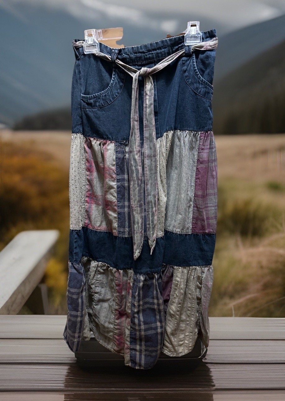 Young Threads Bohemian-style Patchwork Maxi Skirt… - image 1