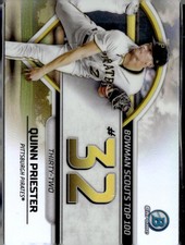 2023 Bowman #BTP-32 Quinn Priester Bowman Scouts Top 100 Atomic Refractors #/150
