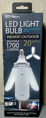 Simply Tech LED Bulb 3 Adjustable Panels 1700 Lumens Indoor /Outdoor Garage NEW