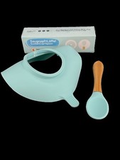 BAMBUS KINDER LÖFFEL+SILIKON SAUGNAPF FÜR KINDER AB 1 JAHR FB.H.BLAU SCHMUCKJAGD