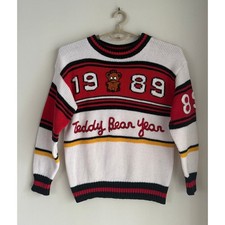Holiday Christmas 80s Teddy Bear Sweater Vintage 1989 Collegiate Pullover Jumper