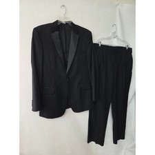 Jos A Bank Tuxedo Traveler Suit 2pc Formal Mens 44 LG 38x32 Black 100 Wool