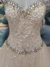 Morilee Size 8 Ivorycream Sequingem TopLace AdjustableBack Sizeing /sequin Drop