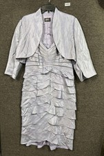 Adrianna Papell Tiered Hammered Satin Sheath Dress & Bolero Womens Size 8 Purple
