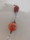​925 Sterling Silver Fire Agate Pearl Statement Beaded Pendant Necklace 16+2" — photo 7
