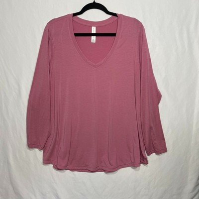 Athleta Essential V-neck Top Women s 2X Long Sleeve Rose Pink Athleisure