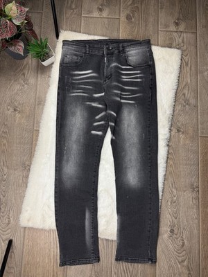 Dsquared2 Men's Slim Fit Distressed Gray Jeans Size 52 Made In Italy