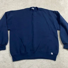 VTG Russell Athletic Sweatshirt Mens L USA Pullover Navy Blank Crewneck Pullover