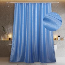 Sky Blue Glitter Shower Curtain: 78 Inch Long Sparkle Bling Shiny Fabric Deco...