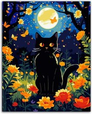 Cat Paint by Numbers Kit for Adults, 16x20inch garden cat