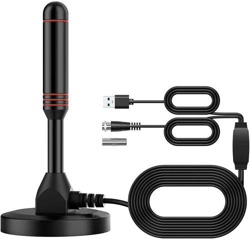 Digital TV Antenna DVB-T2 Portable Indoor Outdoor DTMB with Black 