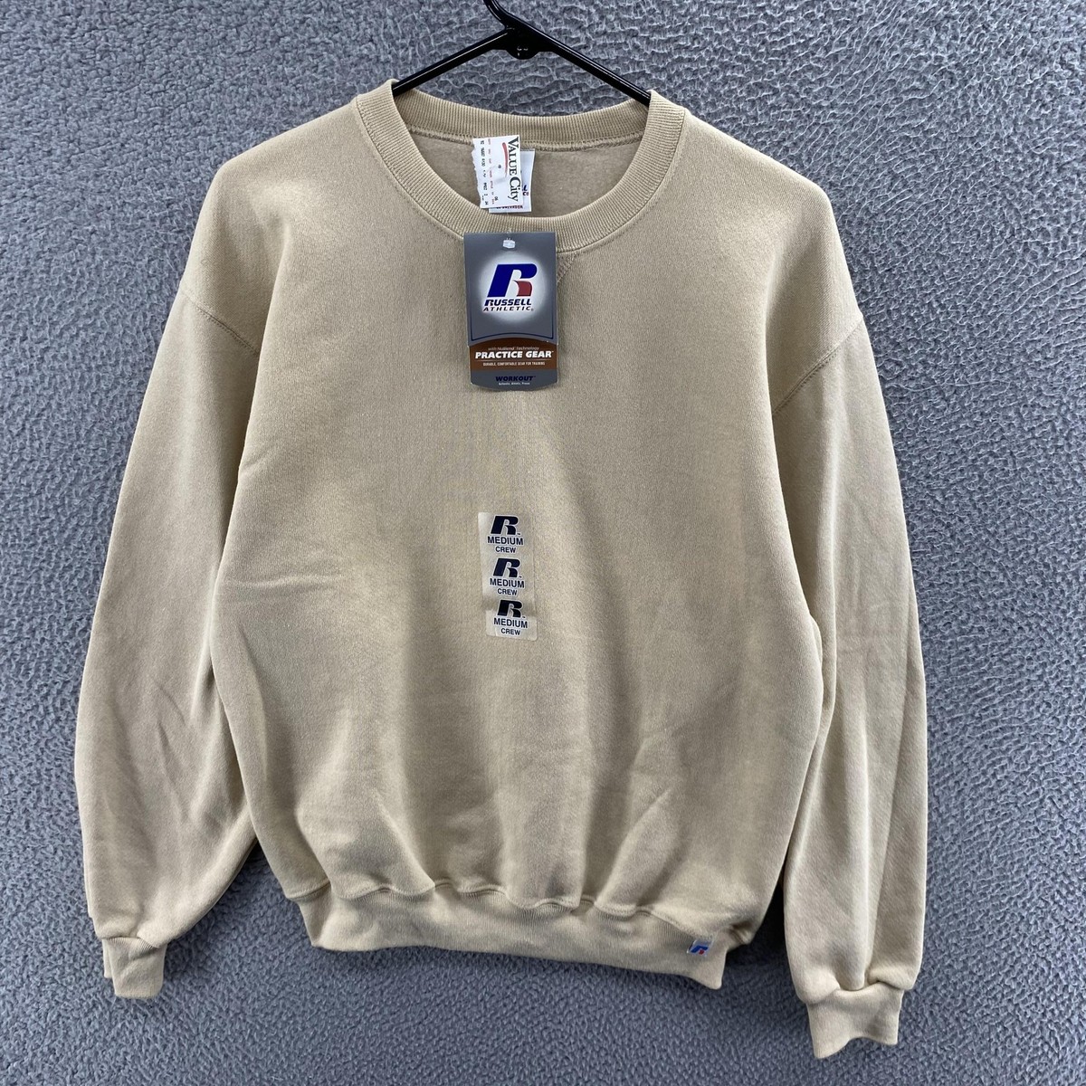 VINTAGE Russell Athletic Sweatshirt Mens Medium Tan Crewneck
