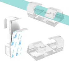 60 Pcs Clear Cable Clips with 3M Adhesive, Wire Holders Under Desk, M, 