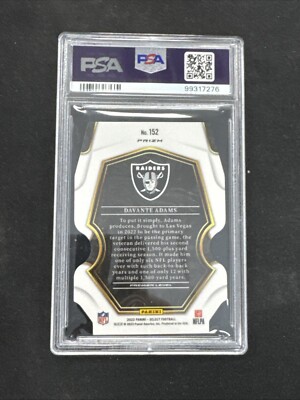 Davante Adams 2022 Select Die-Cut Zebra Prizm PSA 10 Premiere