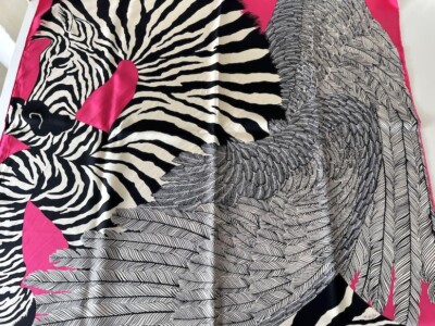 Hermes Scarf Zebra Pegasus Bright Pink Stole Alice Shirley Animal