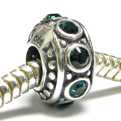 Pulsera de plata esterlina Rondelle circonita cúbica cristal piedra de nacimiento para dije europeo - Imagen 21 de 23