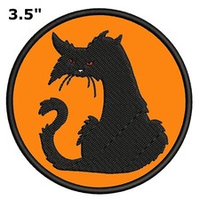 Halloween Patch Black Cat Embroidered Iron-on Applique Costume Scary Spooky