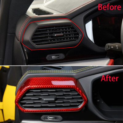 Red Carbon Fiber Side Air Vent Outlet Cover Trim For LAMBORGHINI URUS 19-2021 @B