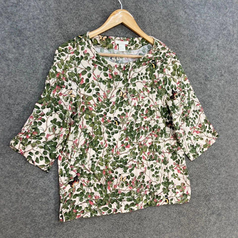 H&M Top Womens 4 Multicolour Half Sleeve Round Neck Blouse Shirt Viscose 216 - image 2 of 4