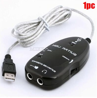 Black Guitar To Usb Interface Link Cable Audio Adapter For Pc/Mac Recording I xl