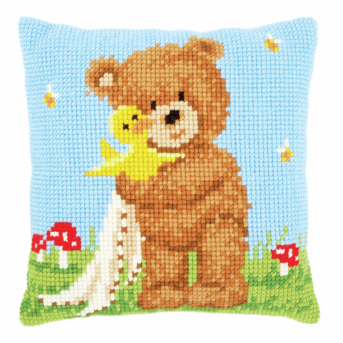 Cross Stitch Cushion Kit: Popcorn & Soufflé the Duck - Image 3