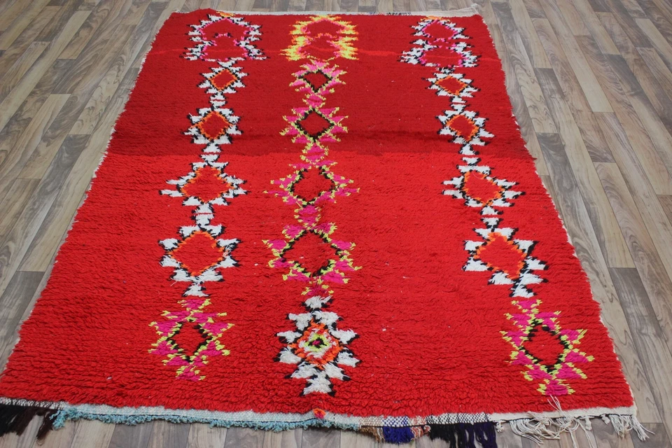 Alfombra roja vintage alfombras bereberes alfombras bereberes vintage, alfombra roja marroquí vintage Foto 3 de 4