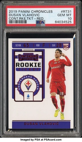 2019-20 Panini Chronicles Contenders Rookie Ticket Red Dusan Vlahovic RC PSA 10